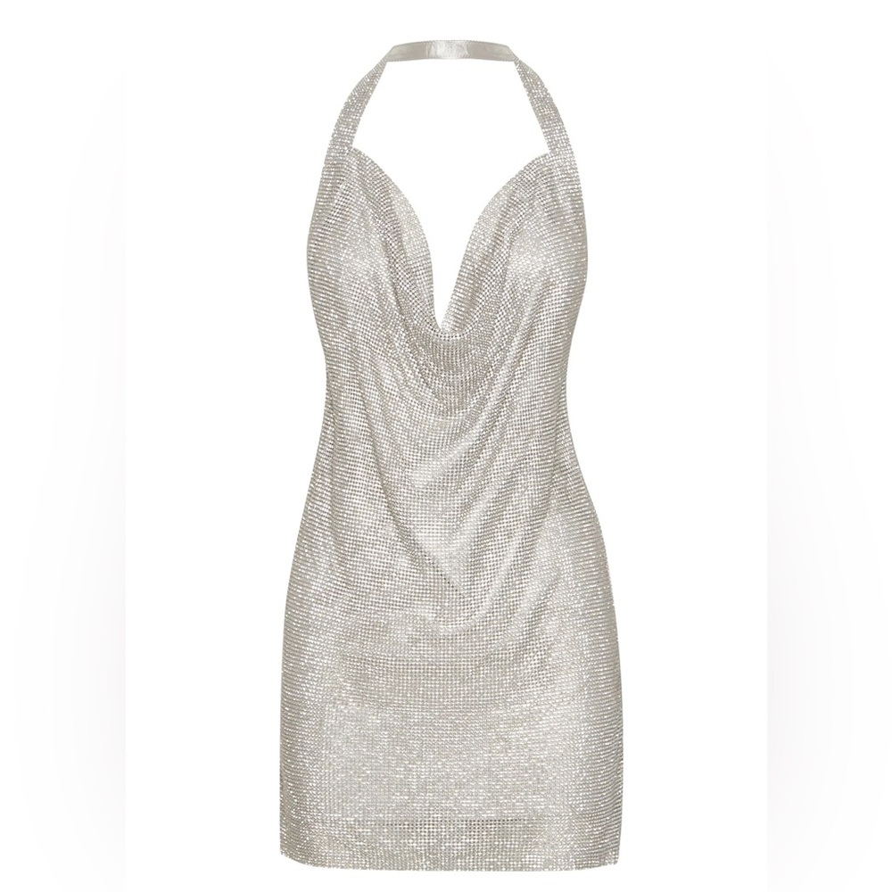 NWT Meshki Diamanté Mesh Mini Dress